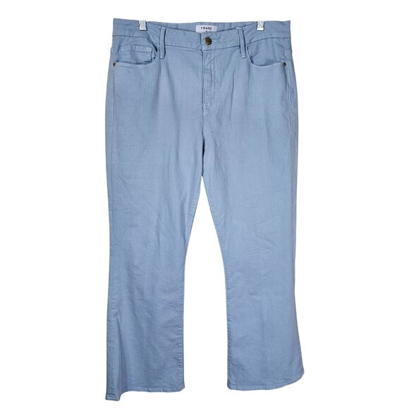 Frame X Aerin Collab Le Crop Mini Boot Jeans 32 Cool Blue Denim Casual Stretch - Picture 1 of 8